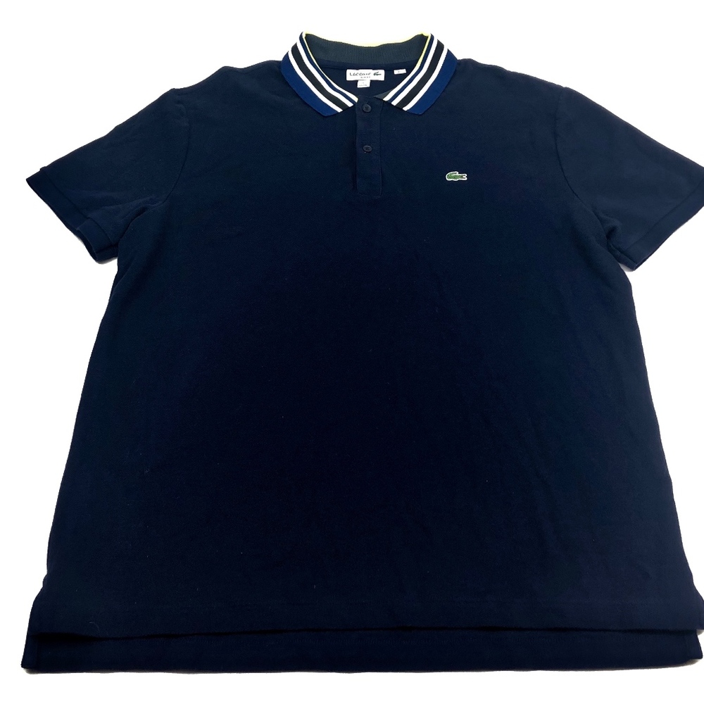Lacoste Mens Slim Fit Polo Blue Striped Collar